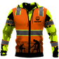 Personalized carpenter apparel featuring orange vest print and workshop scene all-over print