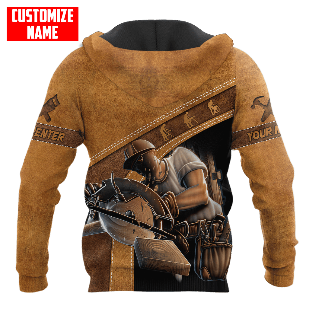 Personalized carpenter apparel featuring brown leather all-over print