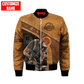 Carpenter bomber jacket featuring tan carpenter using circular saw all-over print