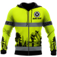 Personalized carpenter zip hoodie featuring neon green stripe print all-over print