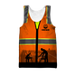 Personalized carpenter men's tank top featuring orange vest print and workshop scene all-over print