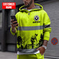 Personalized carpenter apparel featuring neon green stripe print all-over print