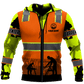 Personalized carpenter zip hoodie featuring orange vest print and workshop scene all-over print