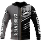 Personalized carpenter zip hoodie featuring metal pattern all-over print