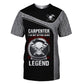 Personalized carpenter t-shirt featuring becoming a legend all-over print