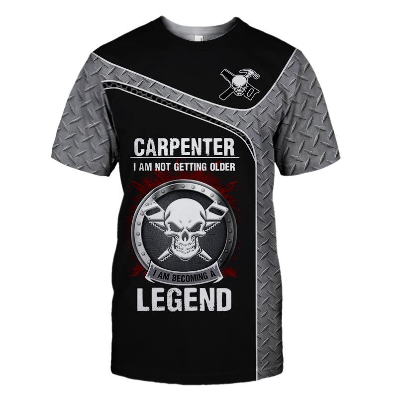 Personalized carpenter t-shirt featuring becoming a legend all-over print