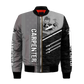 Personalized carpenter bomber jacket featuring metal pattern all-over print