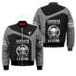 Personalized carpenter bomber jacket featuring becoming a legend all-over print
