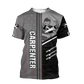 Personalized carpenter t-shirt featuring metal pattern all-over print