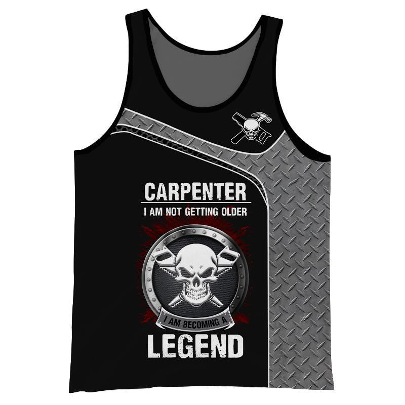 Personalized carpenter men's tank top featuring becoming a legend all-over print