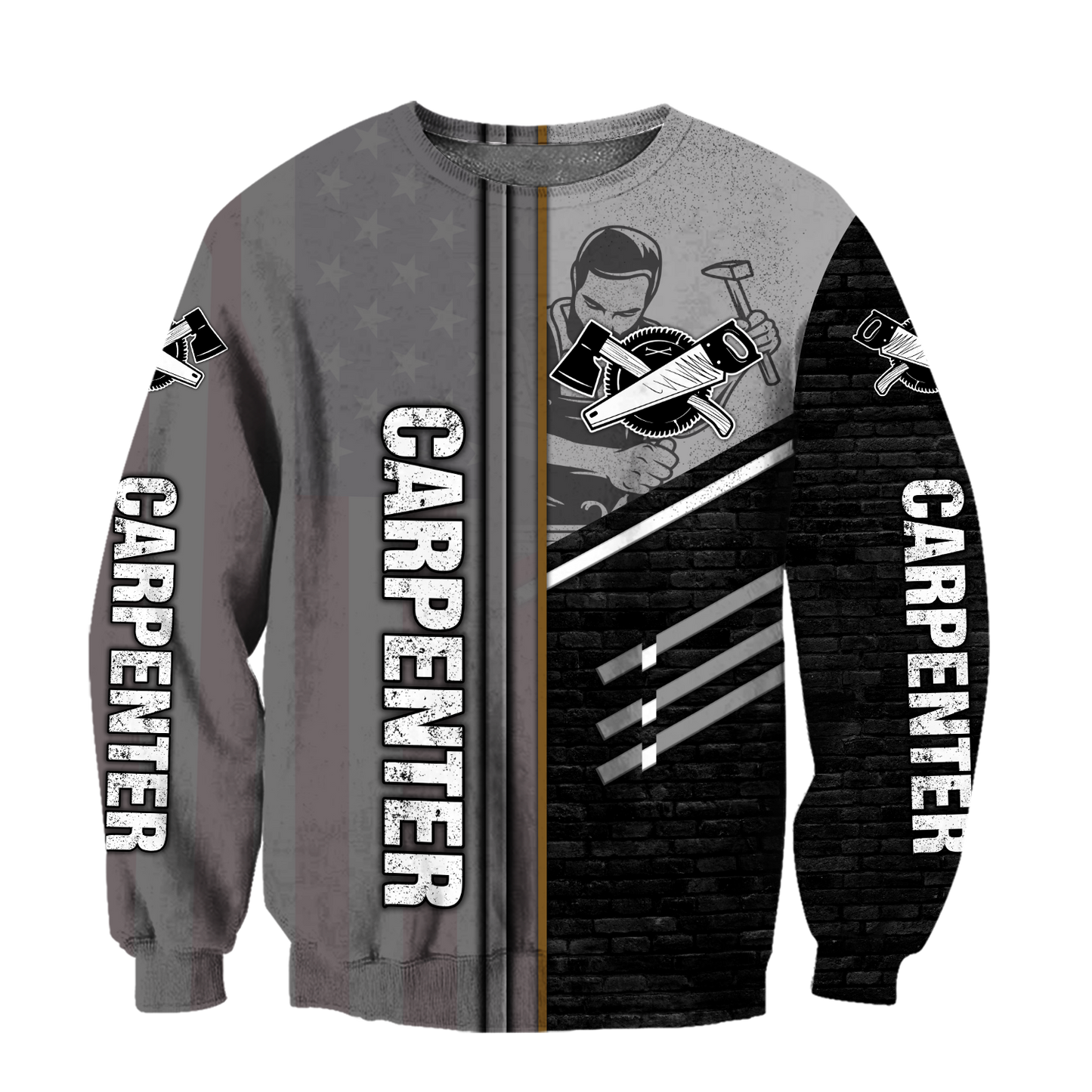 Personalized carpenter sweatshirt featuring metal pattern all-over print