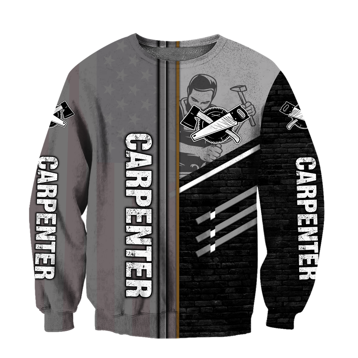 Personalized carpenter sweatshirt featuring metal pattern all-over print
