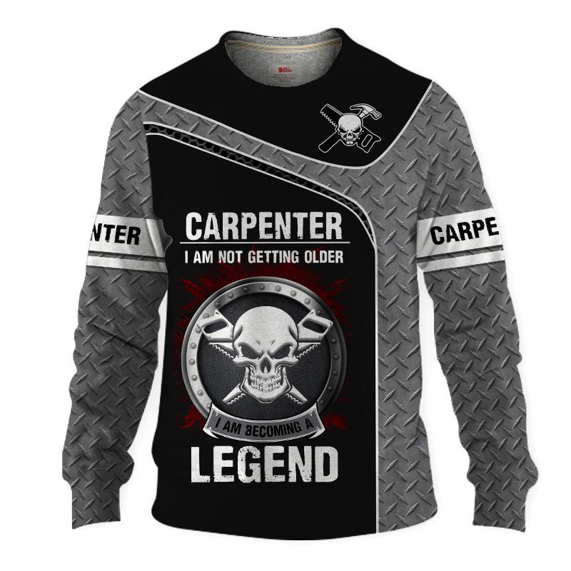 Personalized carpenter sweater featuring becoming a legend all-over print