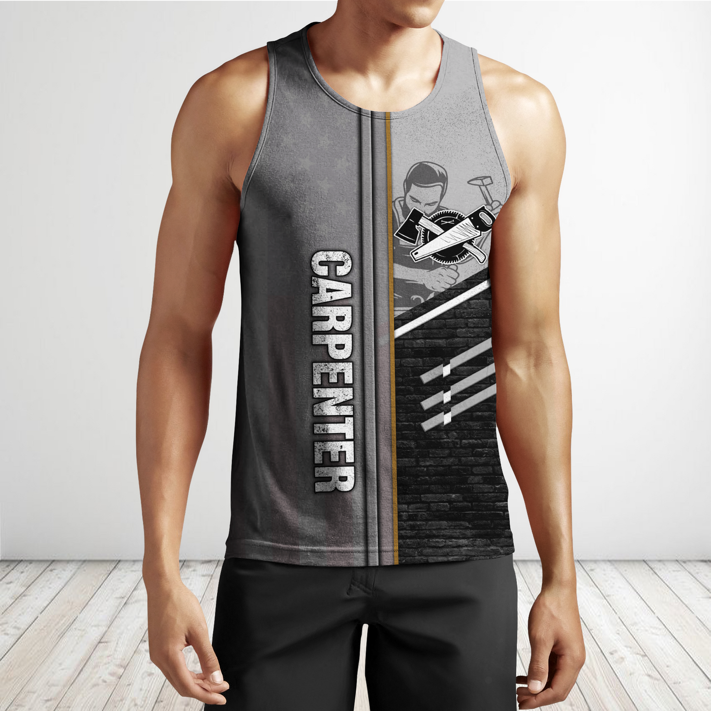 Personalized carpenter apparel featuring metal pattern all-over print