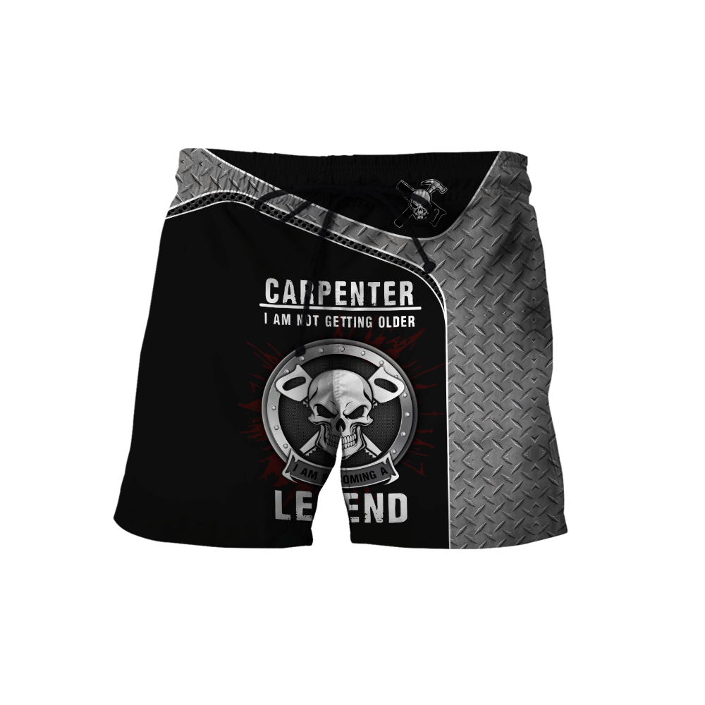 Personalized carpenter shorts featuring becoming a legend all-over print