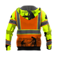 Personalized carpenter apparel featuring orange vest print and workshop scene all-over print