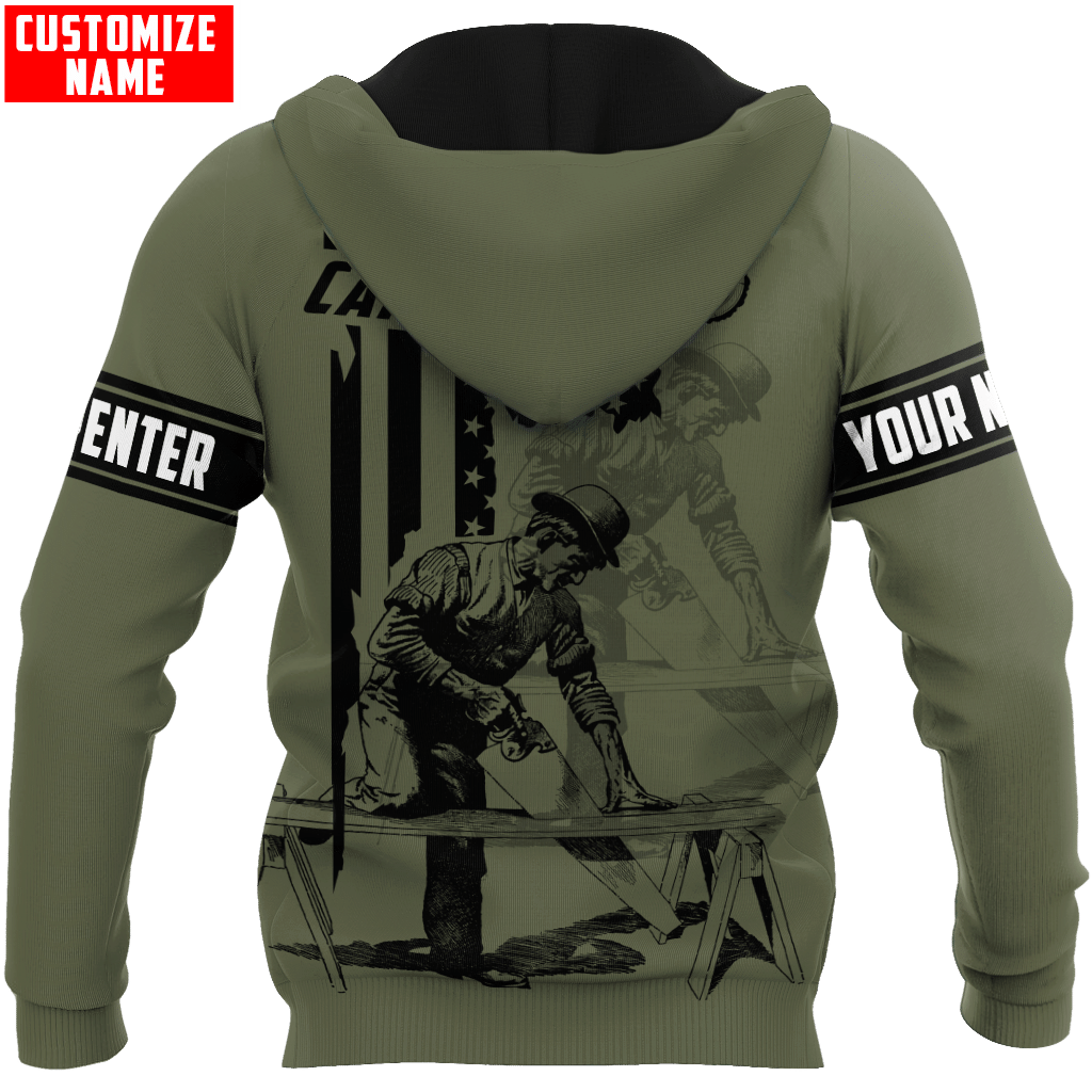 Personalized carpenter apparel featuring vintage olive trade all-over print
