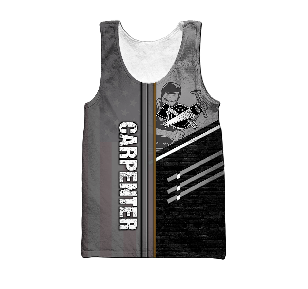 Personalized carpenter tank top featuring metal pattern all-over print
