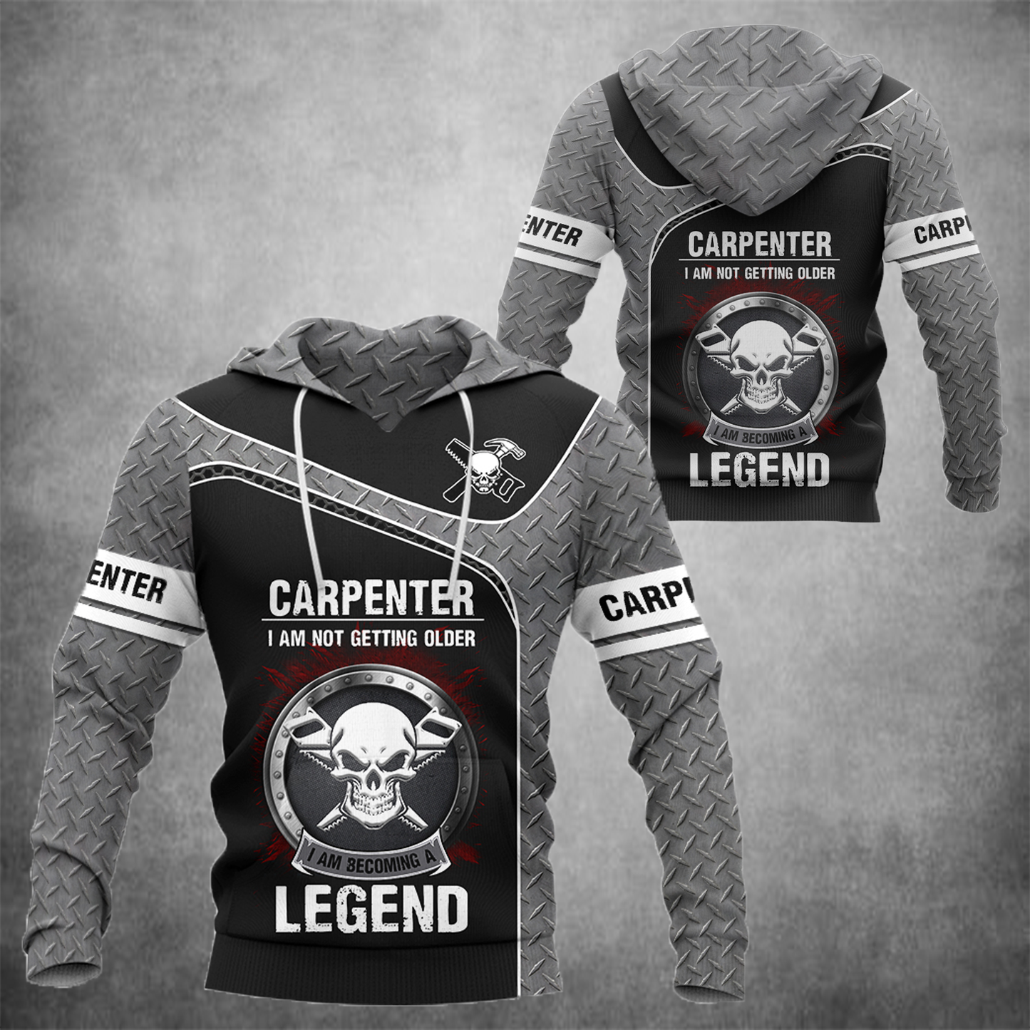 Personalized carpenter apparel featuring becoming a legend all-over print