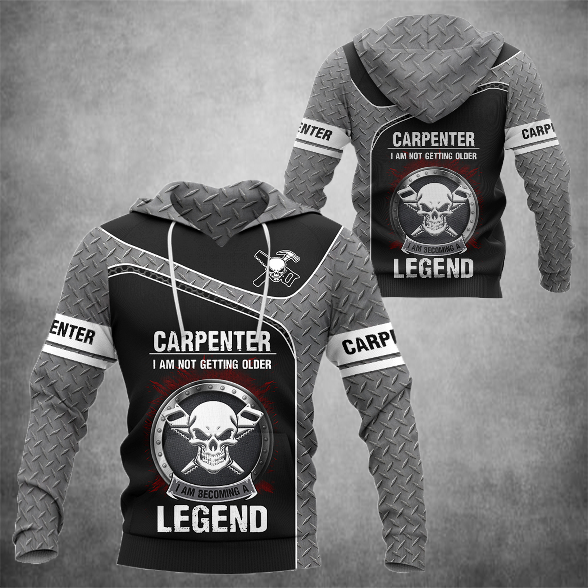 Personalized carpenter apparel featuring becoming a legend all-over print