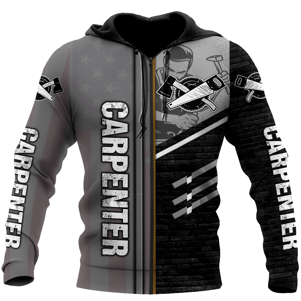 Personalized carpenter hoodie featuring metal pattern all-over print