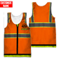 Personalized carpenter tank top featuring orange zip vest print and yellow sleeves all-over print