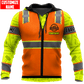 Personalized carpenter hoodie featuring orange zip vest print and yellow sleeves all-over print