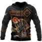 Personalized carpenter zip hoodie featuring dark leather tools all-over print