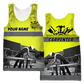 Personalized carpenter tank top featuring neon yellow all-over print