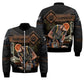 Personalized carpenter bomber jacket featuring dark leather tools all-over print