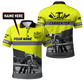Personalized carpenter polo featuring neon yellow all-over print