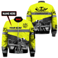 Personalized carpenter bomber jacket featuring neon yellow all-over print