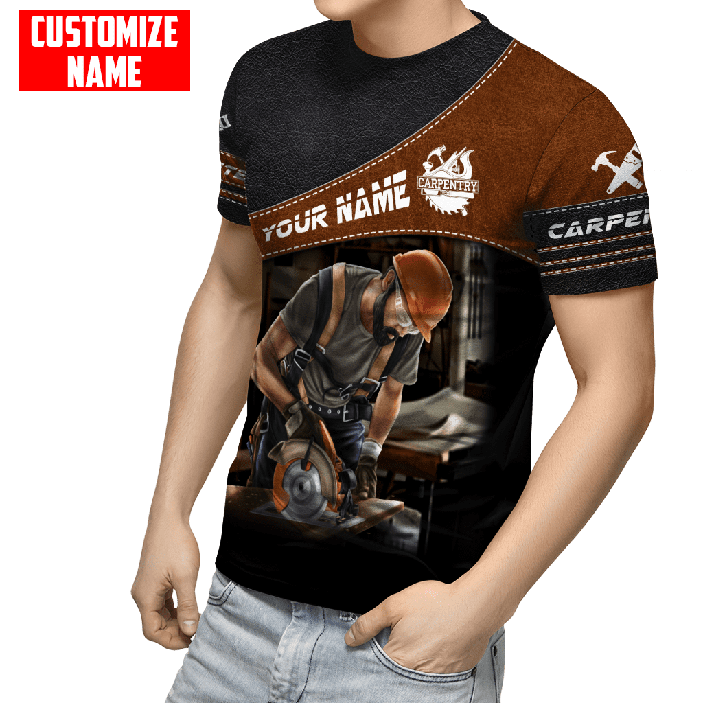 Personalized carpenter apparel featuring brown leather tools all-over print