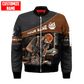 Personalized carpenter bomber jacket featuring brown leather tools all-over print