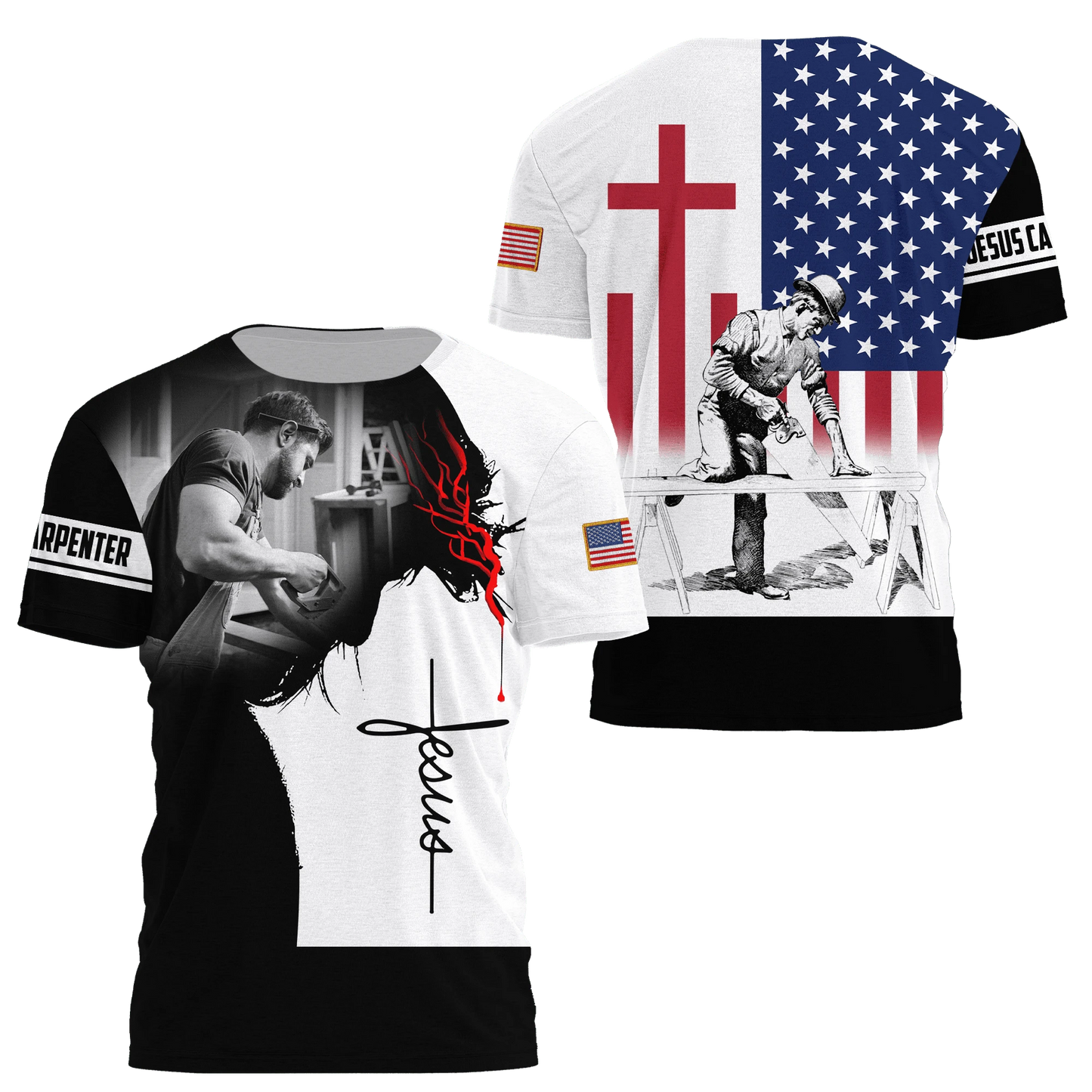 Carpenter apparel featuring jesus was a carpenter all-over print