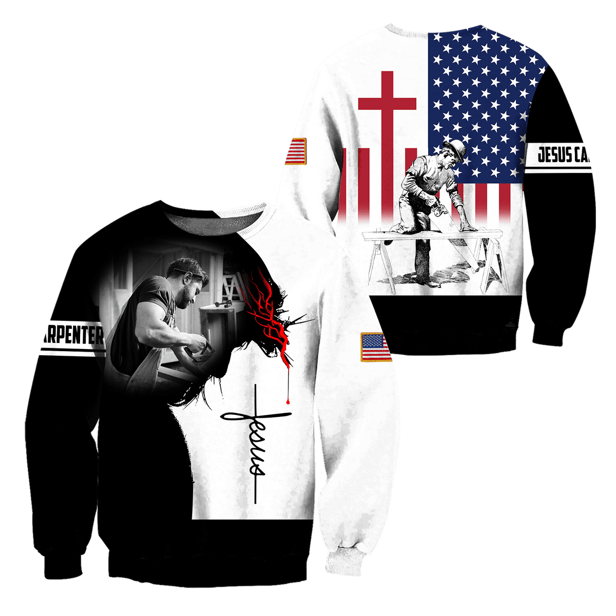 Carpenter sweater featuring jesus was a carpenter all-over print