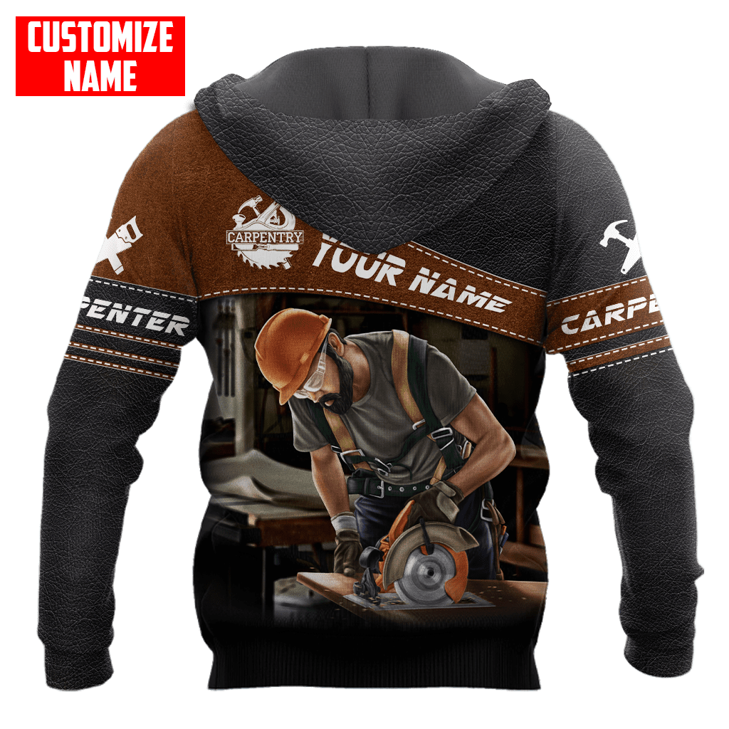 Personalized carpenter apparel featuring brown leather tools all-over print