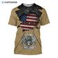 Personalized firefighter t-shirt featuring american flag first in last out all-over print, short-sleeve design
