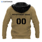 Personalized firefighter hoodie featuring american flag first in last out all-over print, back view