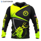 Personalized mechanic hoodie featuring neon yellow black wrench fist all-over print