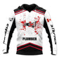 Personalized plumber hoodie featuring white red canadian maple leaf all-over print