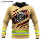Personalized firefighter hoodie featuring yellow stripe fire rescue print all-over print