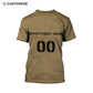 Personalized firefighter t-shirt featuring american flag first in last out all-over print, back view