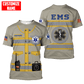 Personalized EMS paramedic t-shirt featuring tan ems uniform print all-over print, short-sleeve design