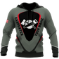 Personalized carpenter hoodie featuring grey red crossed tools all-over print