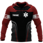 Personalized EMS paramedic hoodie featuring red and black ems emblem all-over print