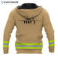 Personalized firefighter hoodie featuring yellow stripe fire rescue print all-over print, back view