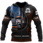 Personalized trucker zip hoodie featuring blue lightning truck driver all-over print, zip-front design