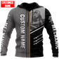 Personalized mechanic hoodie featuring grey black mechanic at work all-over print