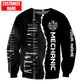 Personalized mechanic sweatshirt featuring black and white wrench print all-over print, crewneck design